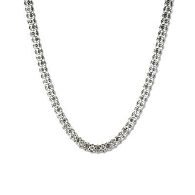 Silver and crystal tubular pave collar necklace